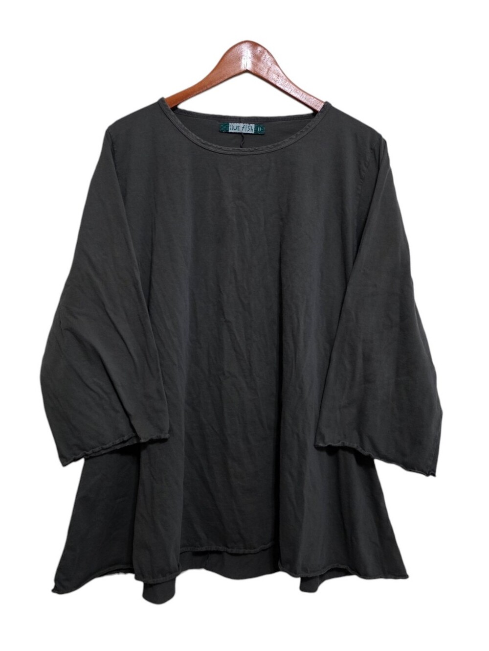 Blue Fish Wide Neck Tunic Top in Dark Grey Size 2